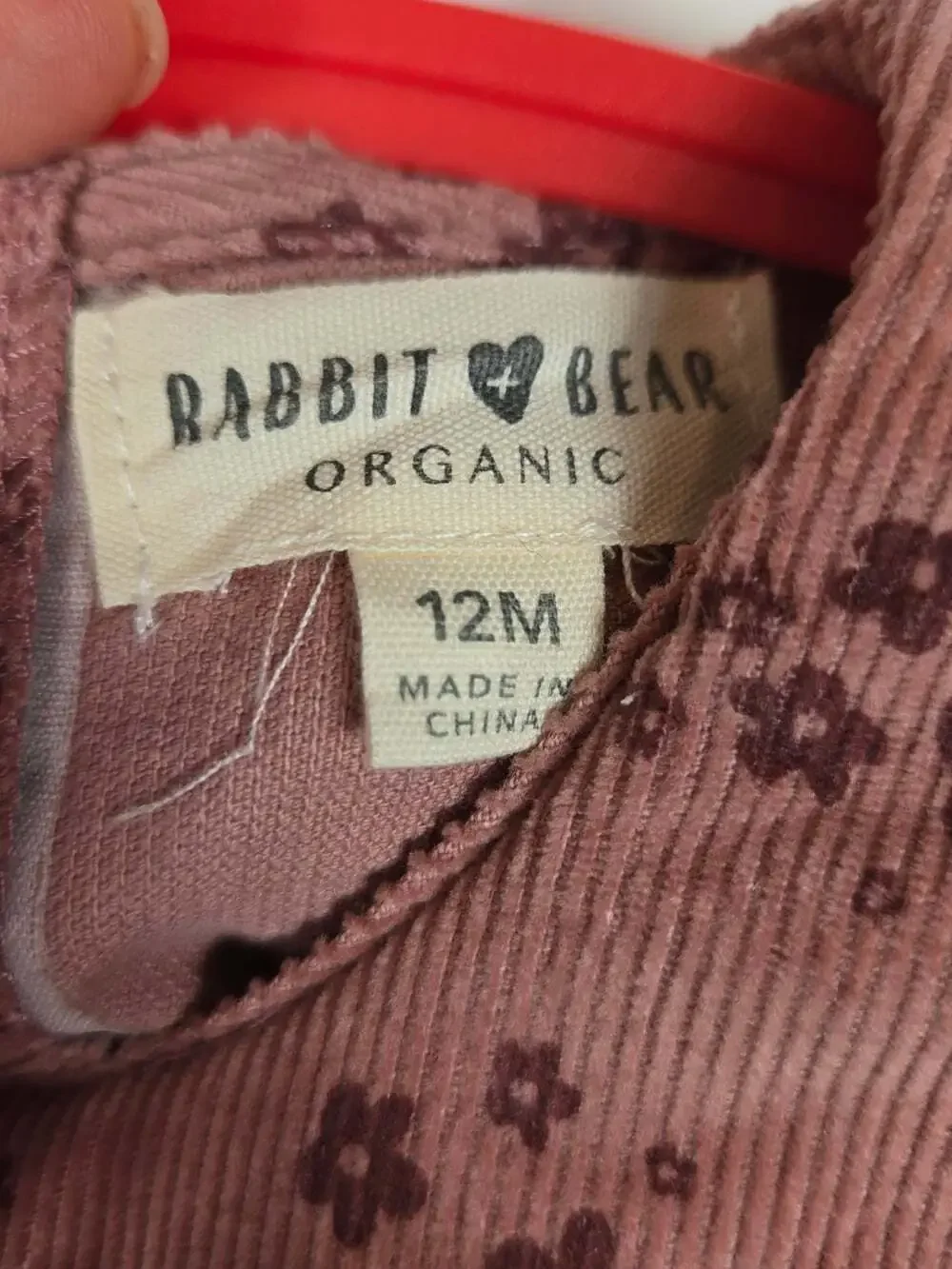 Rabbit + Bear Organic Baby Girls Corduroy Floral Smocked Dress 12M Cottagecore